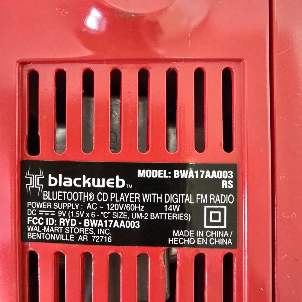 Blackweb Bluetooth CD Player Digital‎ FM Radio Headphone Jack BWA17AA003 Tested - Picture 6 of 6